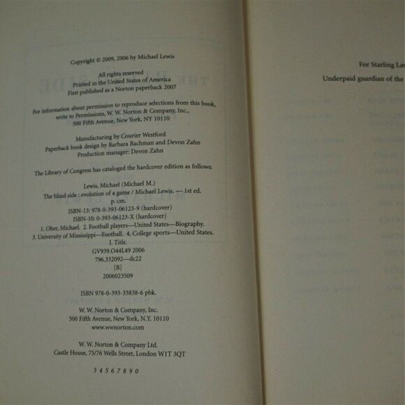 The Blind Side by Michael Lewis 2009 Trade Paperback Movie Tie-In Edition - Picture 8 of 8